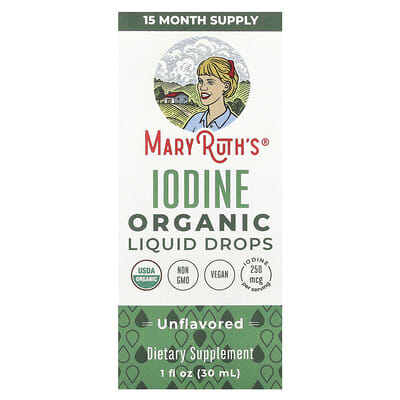 MaryRuth's, Organic Iodine Liquid Drops, Unflavoured, 250 mcg, 1 fl oz (30 ml)