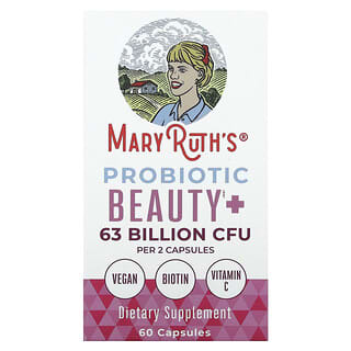 MaryRuth's, Belleza y más probióticos, 63.000 millones de UFC, 60 cápsulas (31.500 millones de UFC por cápsula)