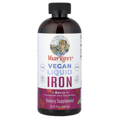 MaryRuth's, Vegan Liquid Iron, Ages 4+, Berry Flavor, 15.22 fl oz (450 ml)