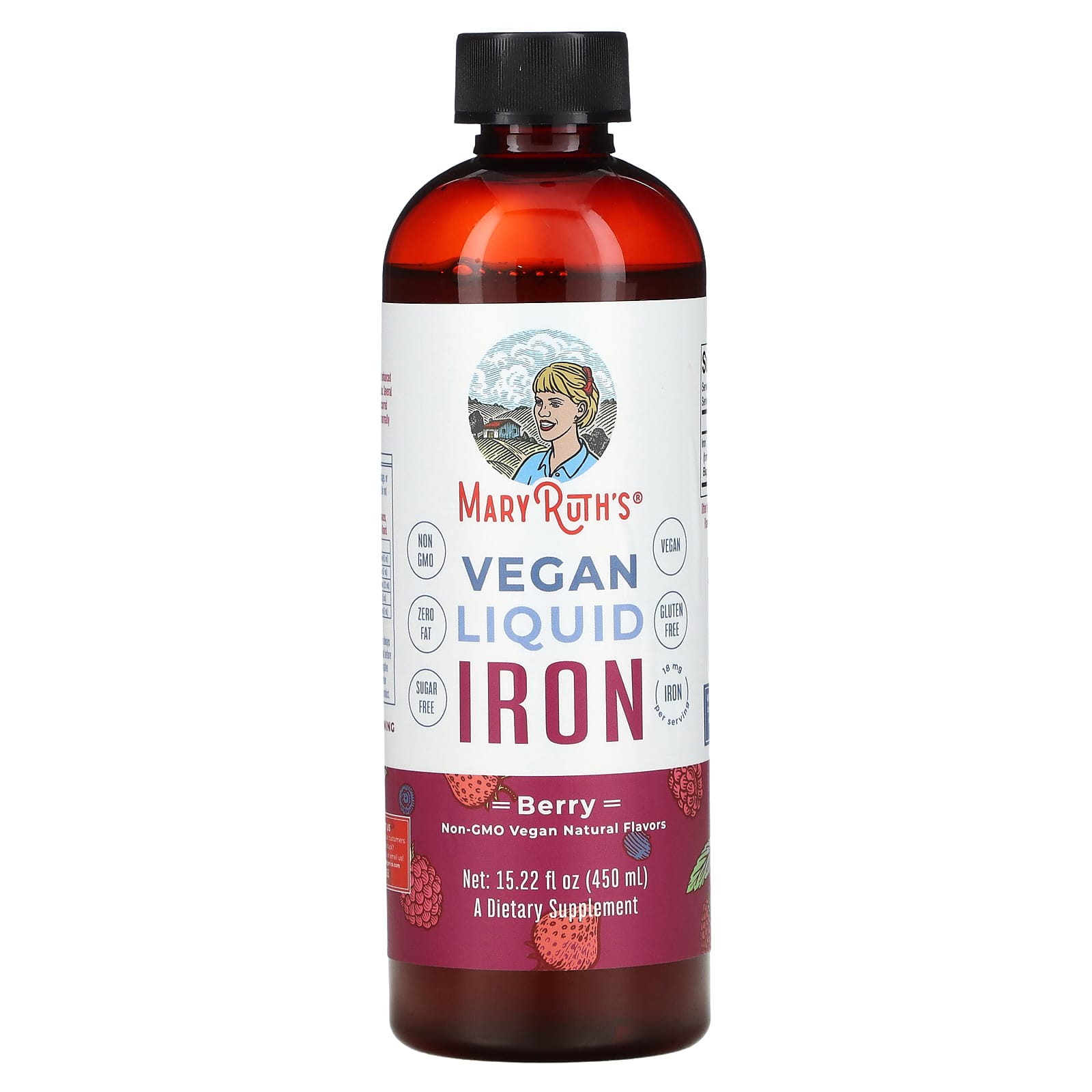 MaryRuth's, Vegan Liquid Iron, Berry, 15.22 Fl Oz (450 Ml)