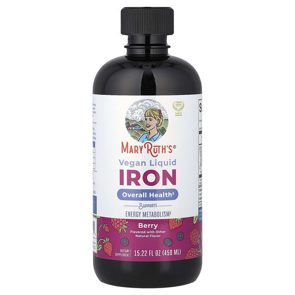 MaryRuth's, Vegan Liquid Iron, For Ages 4+, Berry, 15.22 fl oz (450 ml)