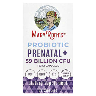 MaryRuth's, Probiotiques prénataux +, 59 milliards d'UFC, 60 capsules (29,5 milliards d'UFC par capsule)