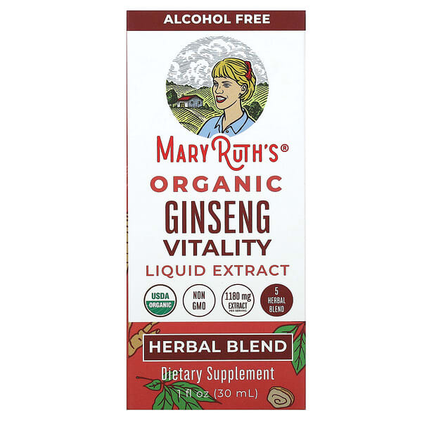 MaryRuth's Organic Ginseng Vitality Liquid Extract, Alcohol Free, 1 fl oz (30 ml)
