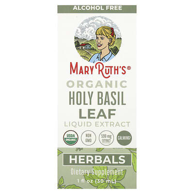 MaryRuth's, Organic Holy Basil Leaf Liquid Extract, Ethanol-Free, 590 mg, 1 fl oz (30 ml)