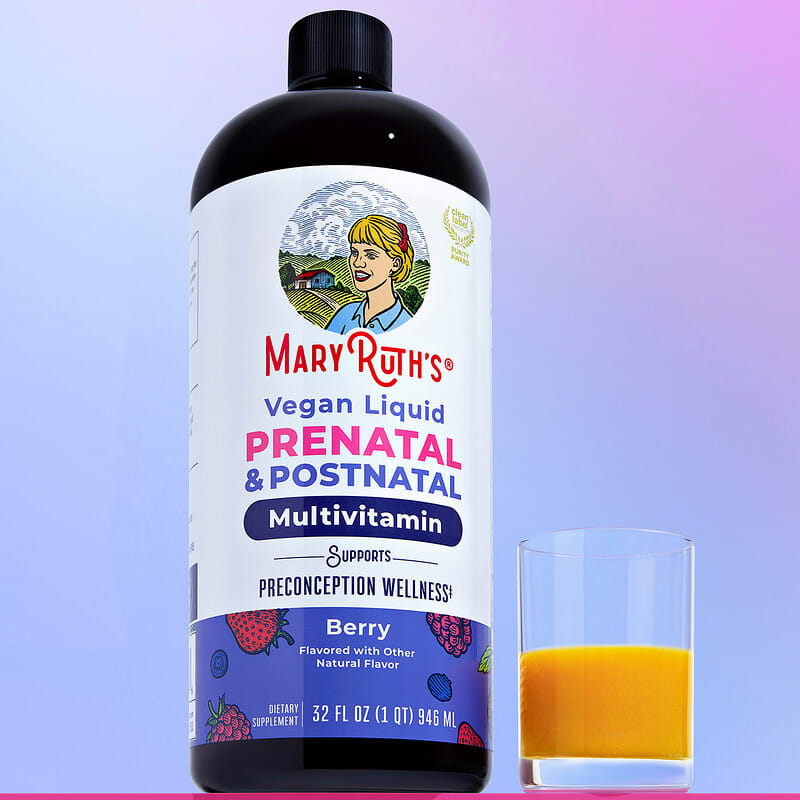 Multivitamines liquides prénatales et postnatales véganes, Baie, 946 ml