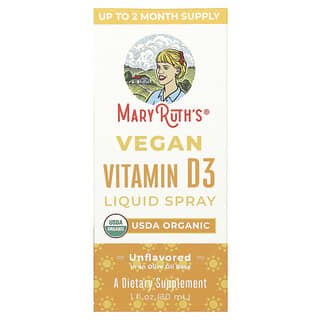 MaryRuth Organics‏, رذاذ فيتامين د 3 السائل النباتي ، خالٍ من النكهات ، 1 أونصة سائلة (30 مل)