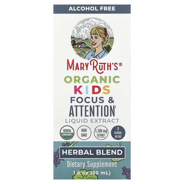 MaryRuth's, 유기농 어린이 집중력 및 주의력 액상 추출물, 알코올 무함유, 1,180mg, 30ml(1fl oz)