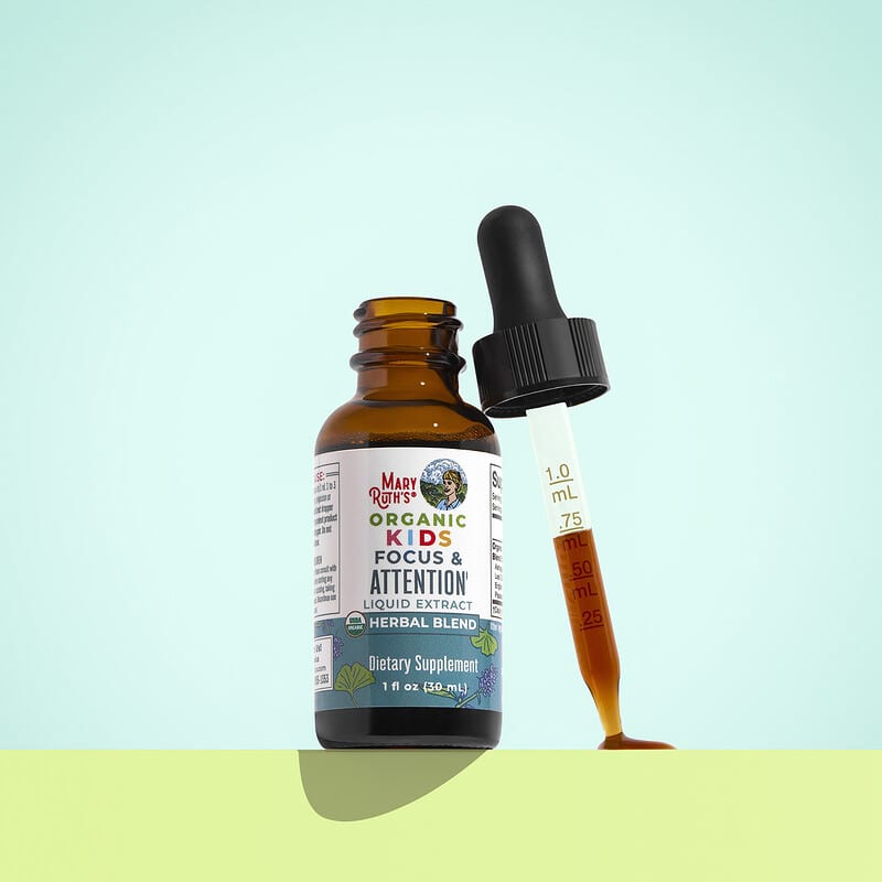 Extrait liquide biologique pour enfants, Sans alcool, Concentration et  attention, 1180 mg, 30 ml
