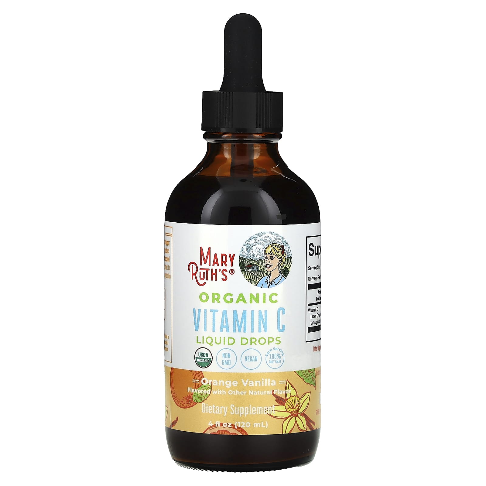 MaryRuth's, Organic Vitamin C Liquid Drops, Orange Vanilla, 4 fl oz
