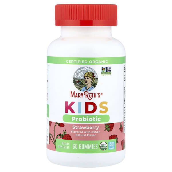 MaryRuth's, Organic Kids Probiotic Gummies, Strawberry, 60 Gummies — product photo 1