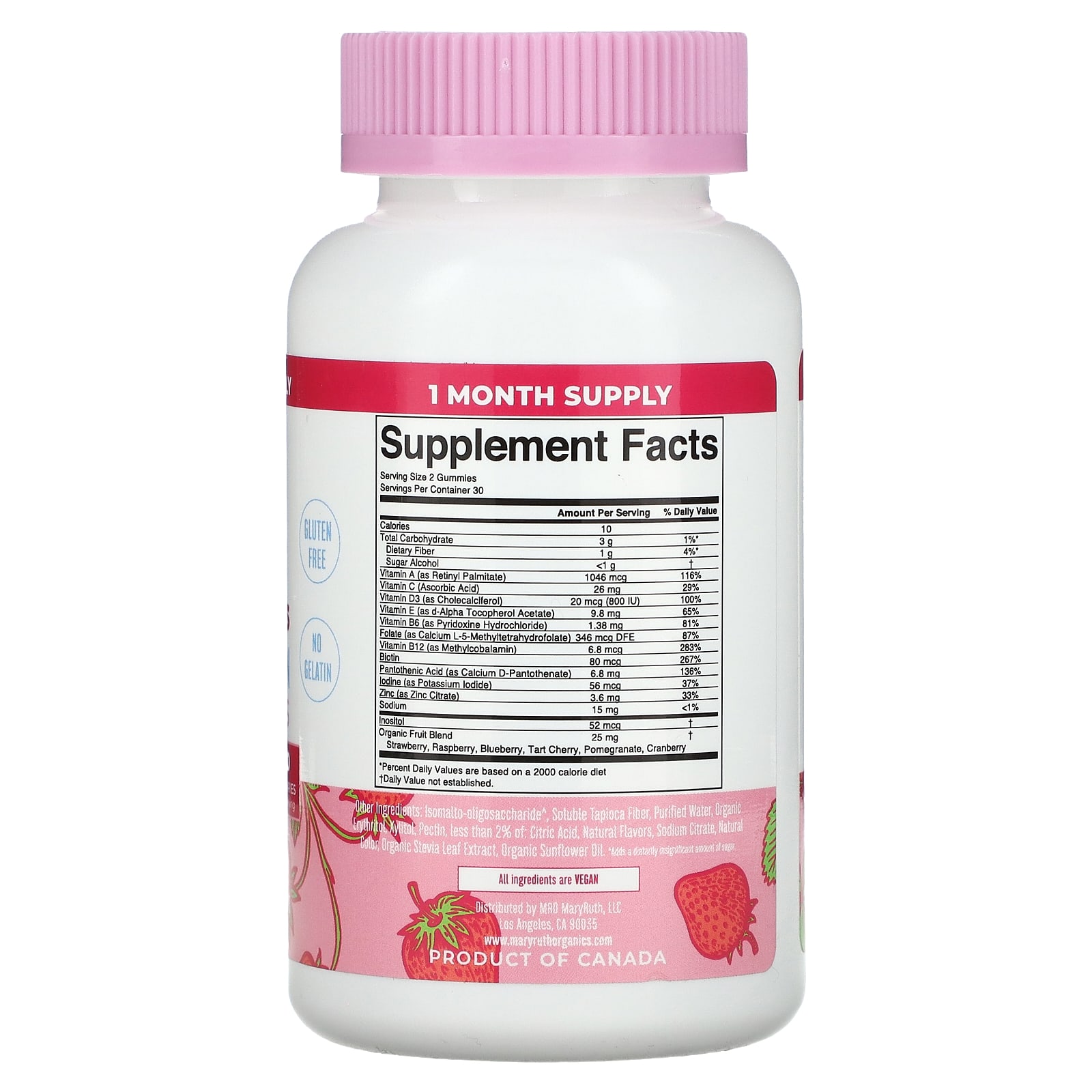 MaryRuth's, Women's Multivitamin Gummies, Strawberry , 60 Gummies