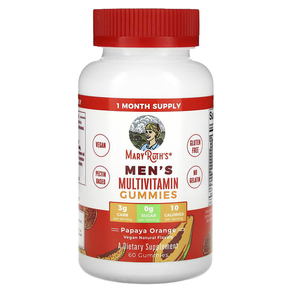 MaryRuth's Men's Multivitamin Gummies, Papaya Orange, 60 Gummies