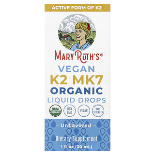 MaryRuth's, 유기농 비건 K2 MK7 액상 드롭, 무맛, 30ml(1fl oz)