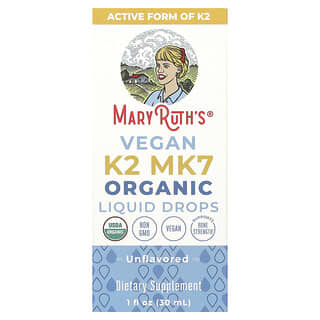 MaryRuth's, Gocce liquide vegane K2 MK7 biologiche, non aromatizzate, 30 ml