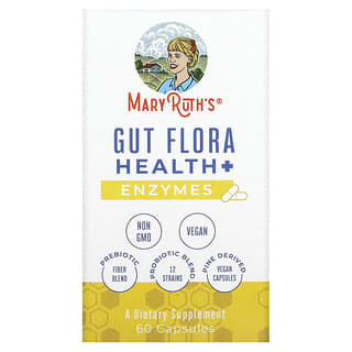 MaryRuth Organics, Gut Flora Health + Enzymes, 60 Capsules