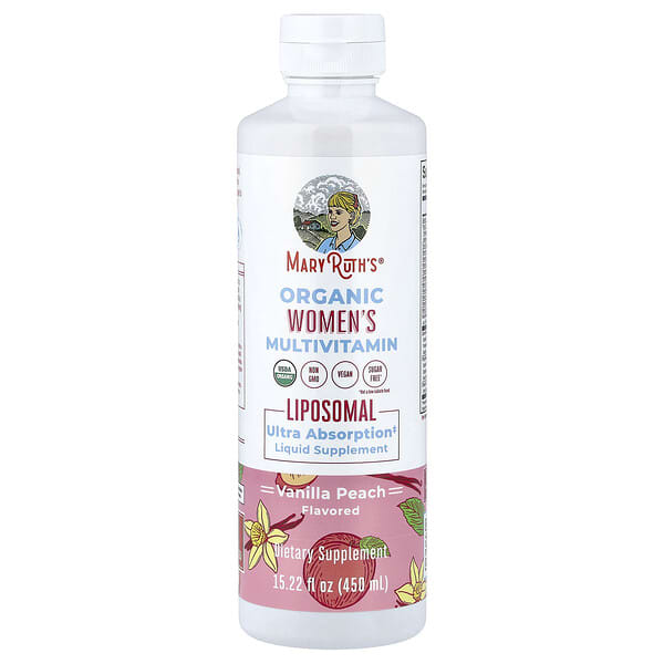 MaryRuth's, 유기농 여성용 종합비타민 리포소말, 바닐라 복숭아 맛, 450ml(15.22fl oz)