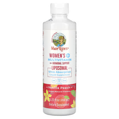 MaryRuth's, Multivitamin Hormone Support for Women 40+, Vanilla Peach, 15.22 fl oz (450 ml)