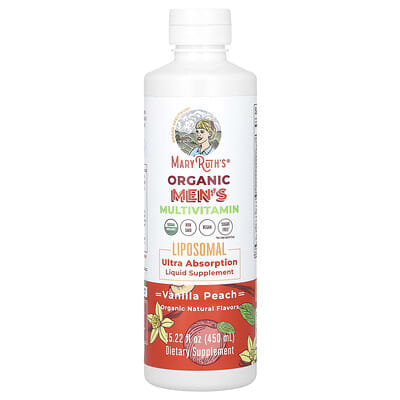 MaryRuth's, Organic Men's Multivitamin Liposomal, Vanilla Peach, 15.22 fl oz (450 ml)