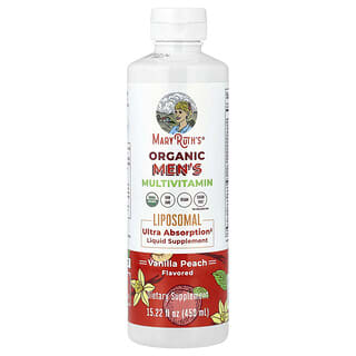 MaryRuth's, 유기농 남성용 종합비타민, 리포소말, 바닐라 복숭아, 450ml(15.22fl oz)