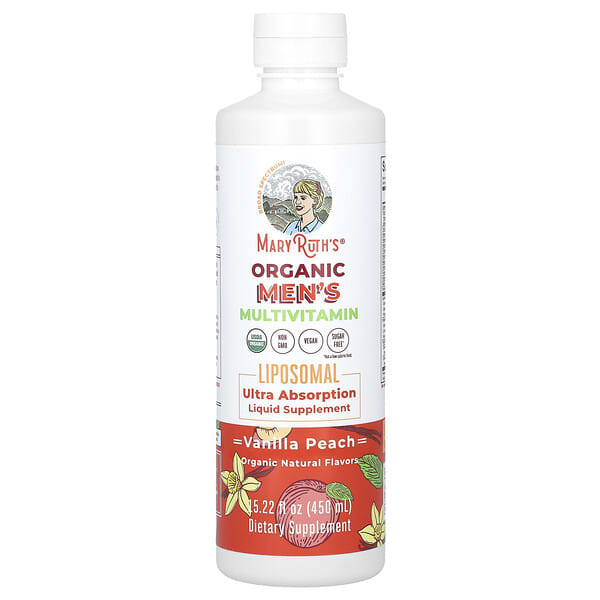 MaryRuth's, Organic Men's Multivitamin Liposomal, Vanilla Peach, 15.22 fl oz (450 ml)