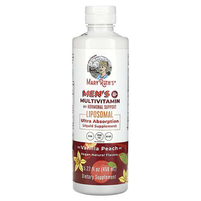 MaryRuth's, Multivitamin Hormone Support for Men 40+, Vanilla Peach, 15.22 fl oz (450 ml)