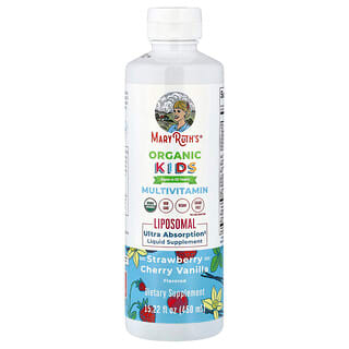 MaryRuth's, Organic Kids Multivitamin Liposomal, åldrarna 4-13 år, Jordgubb Körsbär Vanilj, 15.22 fl oz (450 ml)