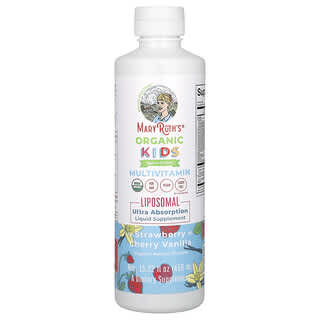 MaryRuth's, Organic Kids, Multivitamin Liposomal, Ages 4-13 Years, Strawberry Cherry Vanilla, 15.22 fl oz (450 ml)