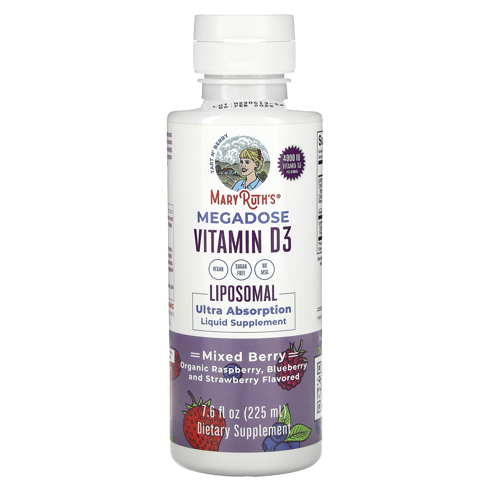 MaryRuth's, Megadose Vitamin D3, Liposomal, Mixed Berry, 4,000 IU, 7.6