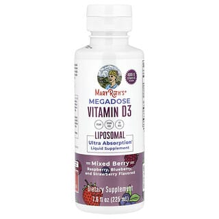 MaryRuth's, Megadose Vitamin D3, липосомальный витамин D3, ягодное ассорти, 4000 МЕ, 225 мл (7,6 жидк. унции)