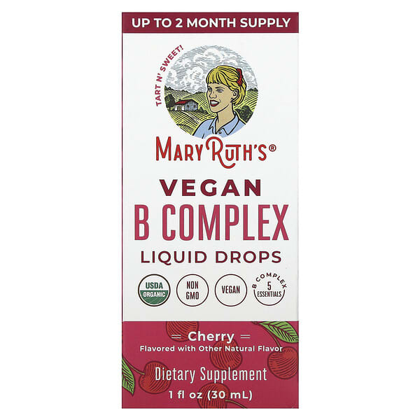 MaryRuth's, Vegan B Complex Liquid Drops, Cherry, 1 fl oz (30 ml)