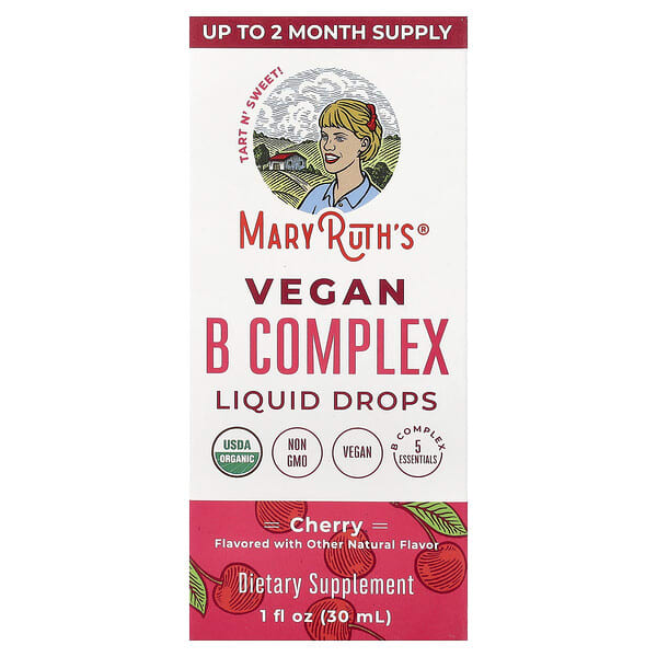 MaryRuth's, Vegan B Complex Liquid Drops, Cherry, 1 fl oz (30 ml) — product photo 1