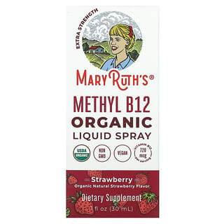 MaryRuth's, Spray liquide à la méthylcobalamine biologique B12, Extrapuissant, Fraise, 30 ml