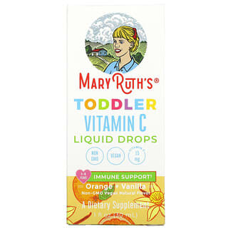MaryRuth Organics, Gouttes liquides de vitamine C pour tout-petits, 1 à 3 ans, Orange et vanille, 30 ml