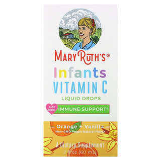 MaryRuth Organics, Vitamina C para Bebês em Gotas Líquidas, 0-12 Meses, Laranja + Baunilha, 60 ml (2 fl oz)