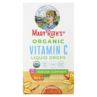 MaryRuth Organics, Gotas Líquidas de Vitamina C Orgânica, Laranja e Baunilha, 120 ml (4 fl oz)