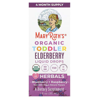 MaryRuth's, Gotas líquidas de saúco orgánico para niños pequeños, Arándano azul y frambuesa, 30 ml (1 oz. Líq.)