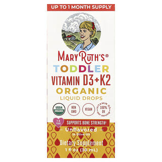 MaryRuth's, 유기농 유아용 비타민D3 + K2 액상 드롭, 만 1~3세, 무맛, 30ml(1fl oz)