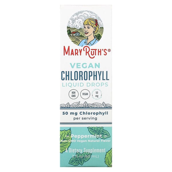 MaryRuth Organics, Vegan Chlorophyll Liquid Drops, Peppermint, 16.6 mg, 2 fl oz (60 ml)
