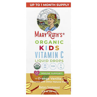 MaryRuth's, Organic Kids Vitamin C Liquid Drops, 4-13 Years, Orange Vanilla, 2 fl oz (60 ml)
