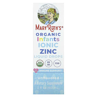 MaryRuth's, Zinc iónico orgánico para bebés, Gotas líquidas, 6-12 meses, Sin sabor, 60 ml (2 oz. líq.)