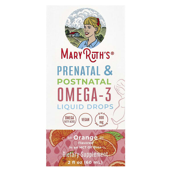 MaryRuth's, Prenatal &amp; Postnatal Omega-3 Liquid Drops, Orange, 2 fl oz (60 ml)