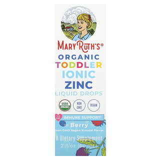 MaryRuth's, Organic Toddler Ionic Zinc Liquid Drops, ionische Zink-Flüssigtropfen für Kleinkinder, 1-3 Jahre, Beere, 60 ml (2 fl. oz.)
