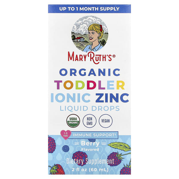 MaryRuth's, Organic Toddler Ionic Zinc Liquid Drops, 1-3 Years, Berry, 2 fl oz (60 ml) — product photo 1