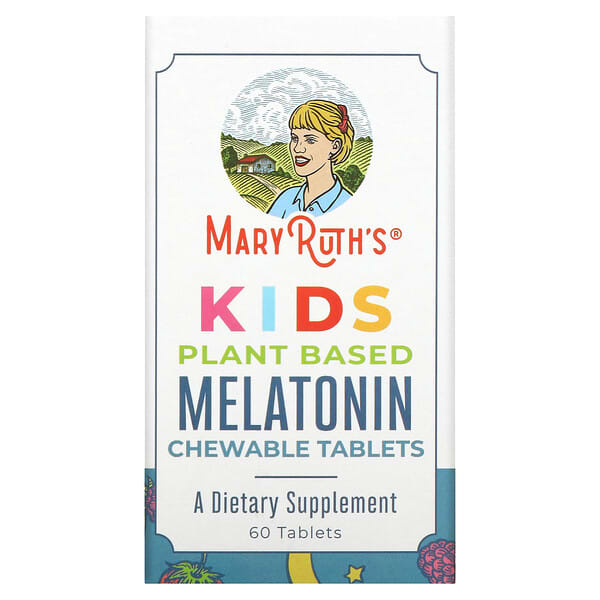 MaryRuth Organics‏, לילדים, מלטונין על בסיס צמחי, 60 טבליות לעיסות
