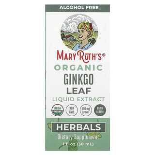 MaryRuth's, Extrait liquide de feuille de ginkgo biloba biologique, Sans alcool, 590 mg, 30 ml