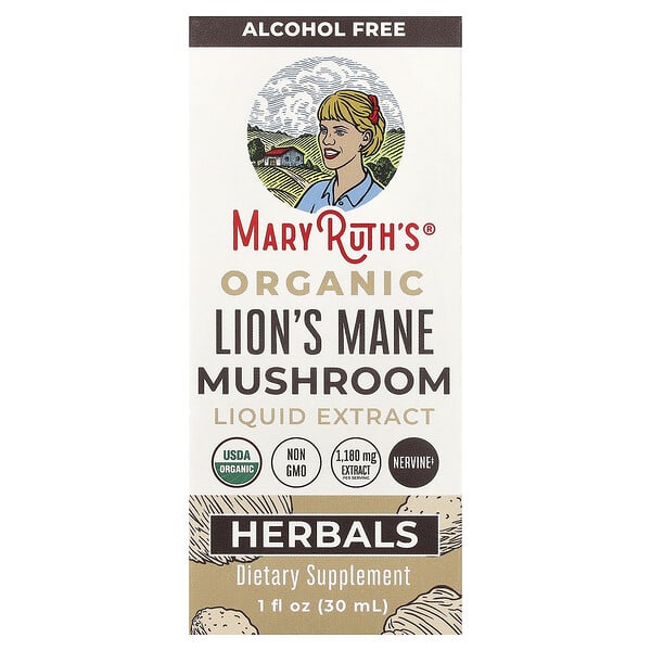 MaryRuth's, 유기농 노루궁뎅이버섯 액상 추출물, 알코올 무함유, 30ml(1fl oz)