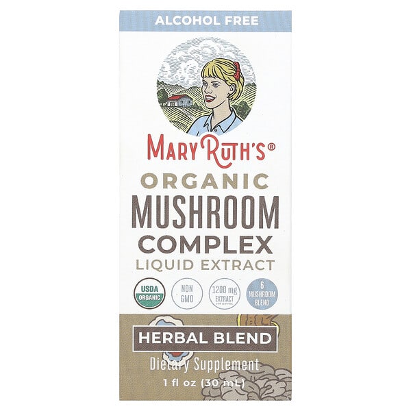 MaryRuth's, Organic Mushroom Complex Liquid Extract, Alcohol Free, 1,200 mg, 1 fl oz (30 ml)