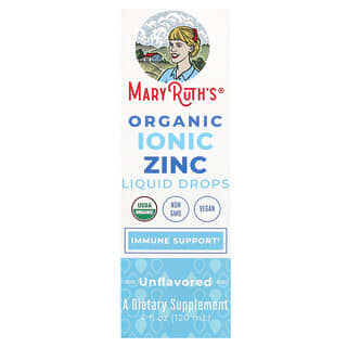 MaryRuth's, Organiczne krople w płynie z jonem cynku, bezsmakowe, 120 ml