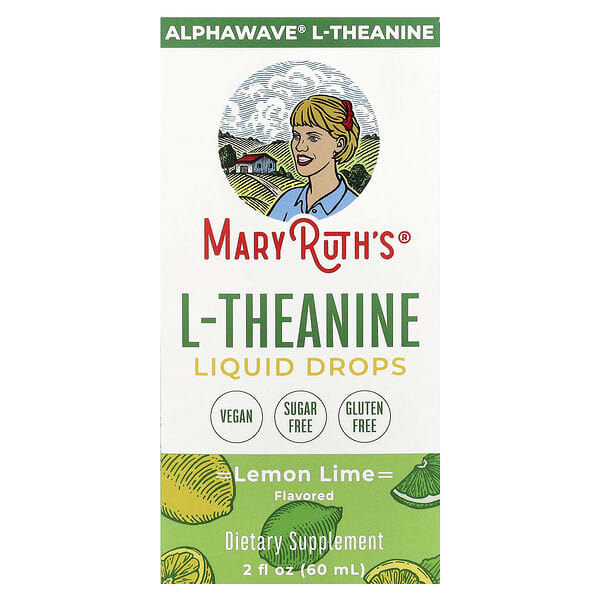 MaryRuth's L-Theanine Liquid Drops, Lemon Lime, 2 fl oz (60 ml)