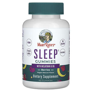 MaryRuth's, жевательные таблетки для сна, с мелатонином и витамином B6, со вкусом ягод, 60 жевательных таблеток